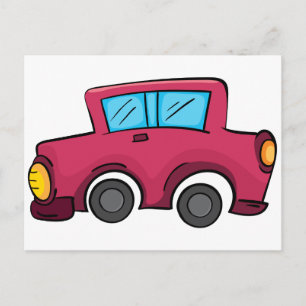 Isolated toy car on white postcard