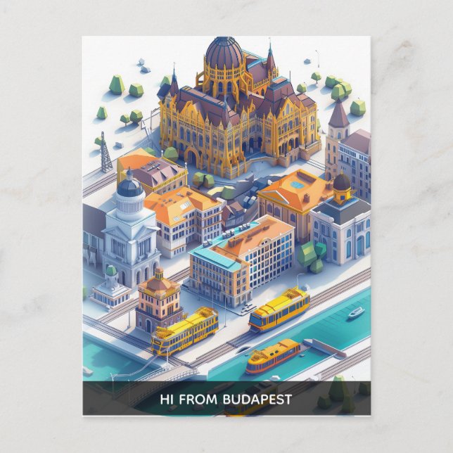 Isometric Budapest Travel Postcard (Front)