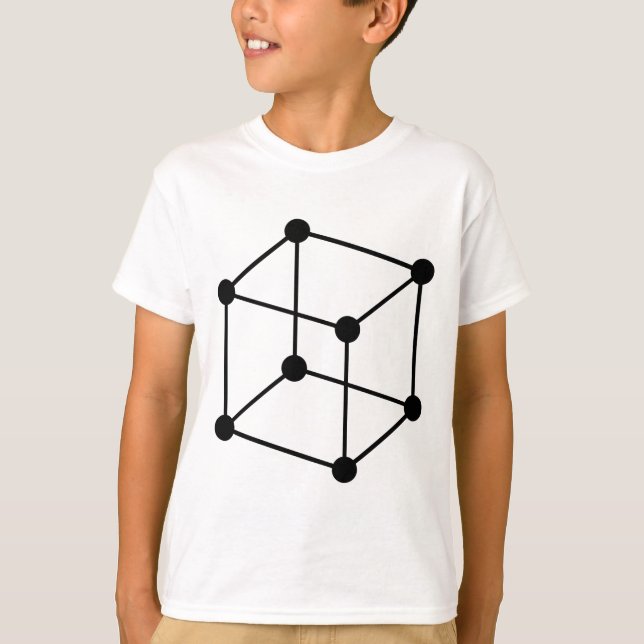 Isometric Cube Motif - Black T-Shirt (Front)