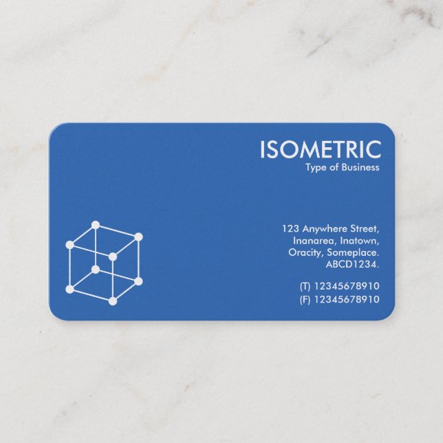 Isometric Cube Motif - Blueprint Business Card (Front)