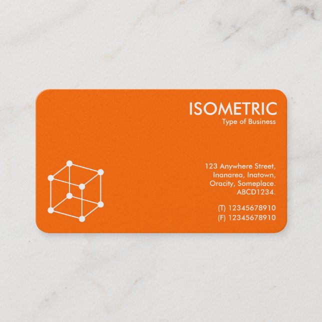 Isometric Cube Motif - Orange/Grey Business Card (Front)
