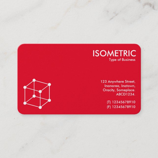 Isometric Cube Motif - Red/Grey Business Card (Front)