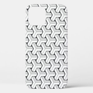 Isometric Cubes Black White Pattern iPhone 12 Case