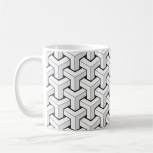 Isometric Cubes Black White Pattern Coffee Mug