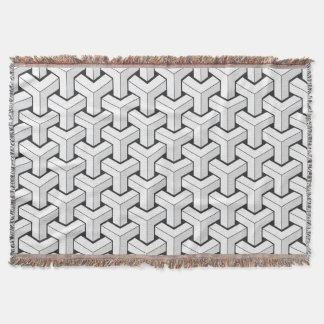 Isometric Cubes Black White Pattern Throw Blanket