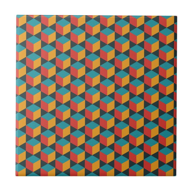 Isometric grid cube pattern tile (Front)