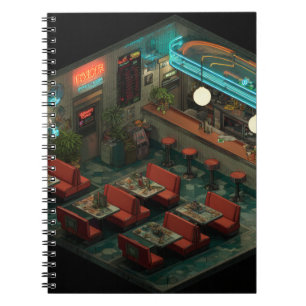 Isometric Night Diner Glow Notebook