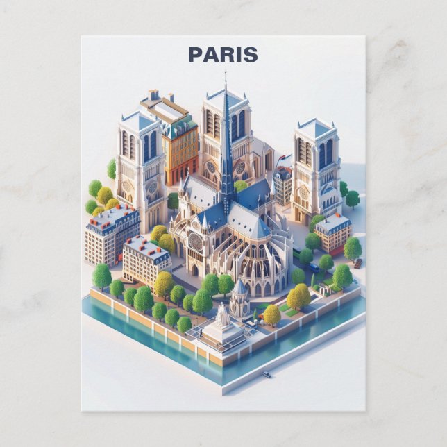 Isometric Paris Travel Postcard (Front)