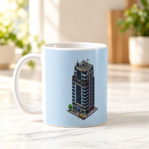 Isometric Pixel Hotel Tower City Mug