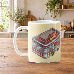 Isometric Retro Diner Booth Cafe Mug