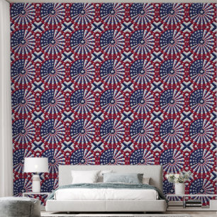 Isometric USA Flag Pattern Wallpaper & Curtain