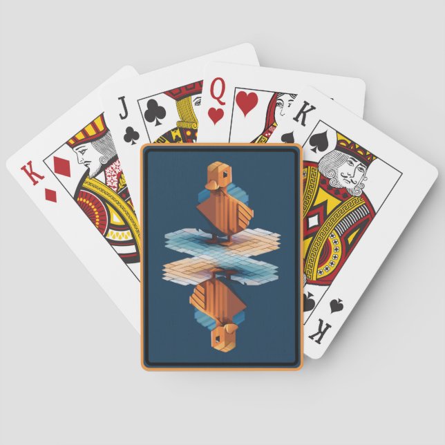 Isometric Wooden Duck Playing Cards (Back)