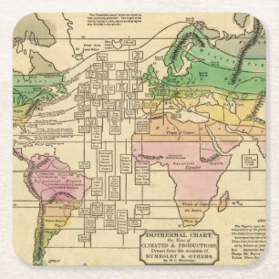 Isothermal chart, productions square paper coaster