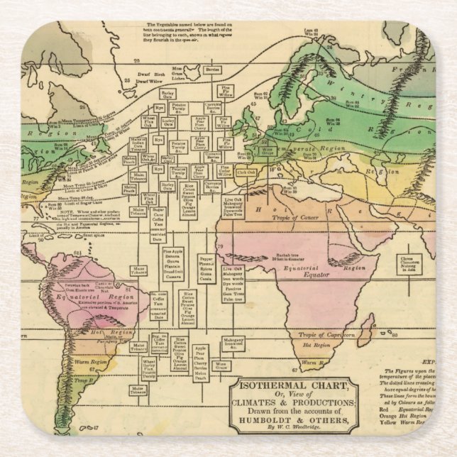 Isothermal chart, productions square paper coaster (Front)