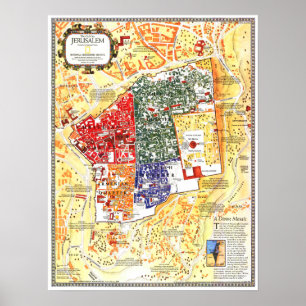" Israel: 1996 Jerusalem - Old City Map ... Poster