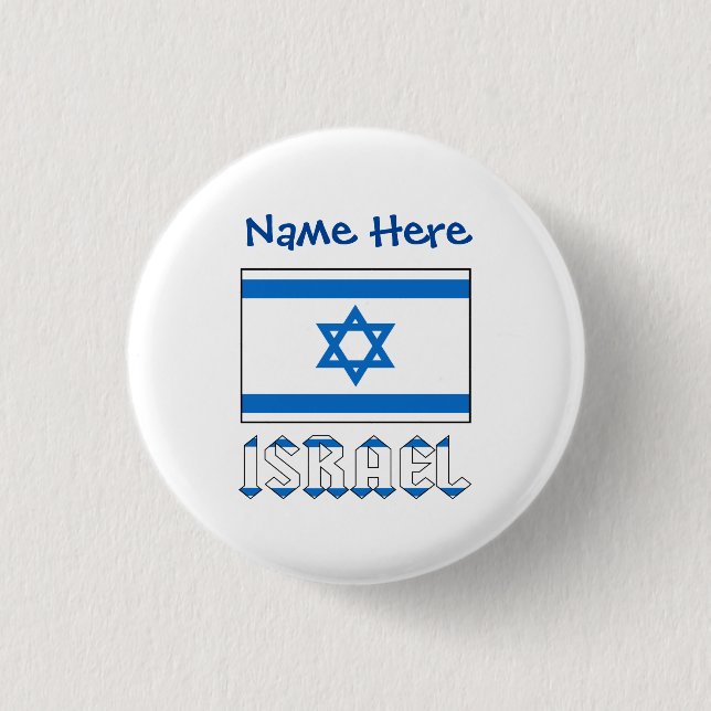 Israel and Israeli Flag Blue Personalization  1 Inch Round Button (Front)