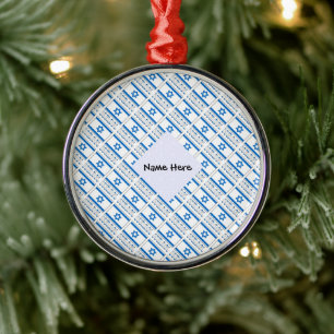 Israel and Israeli Flag Ruled with Your Name Metal Ornament