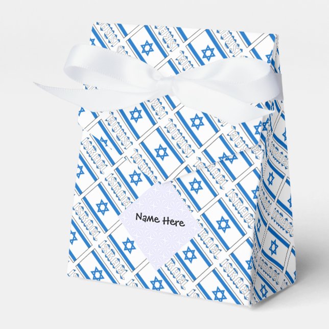 Israel and Israeli Flag Tiled Personalized  Favor Box (Front Side)