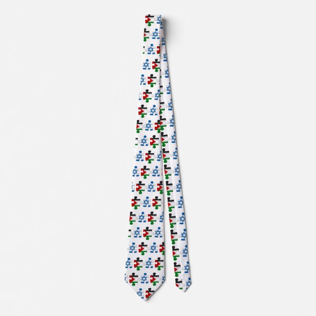 Israel and Palestine Conflict Flag Puzzle Tie (Front)