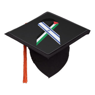 Israel and Palestine flag peace ribbon black Graduation Cap Topper