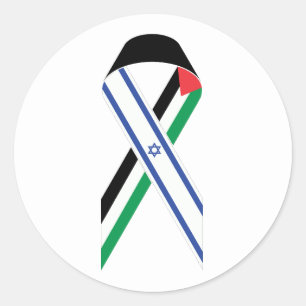 Israel and Palestine flag peace ribbon Classic Round Sticker