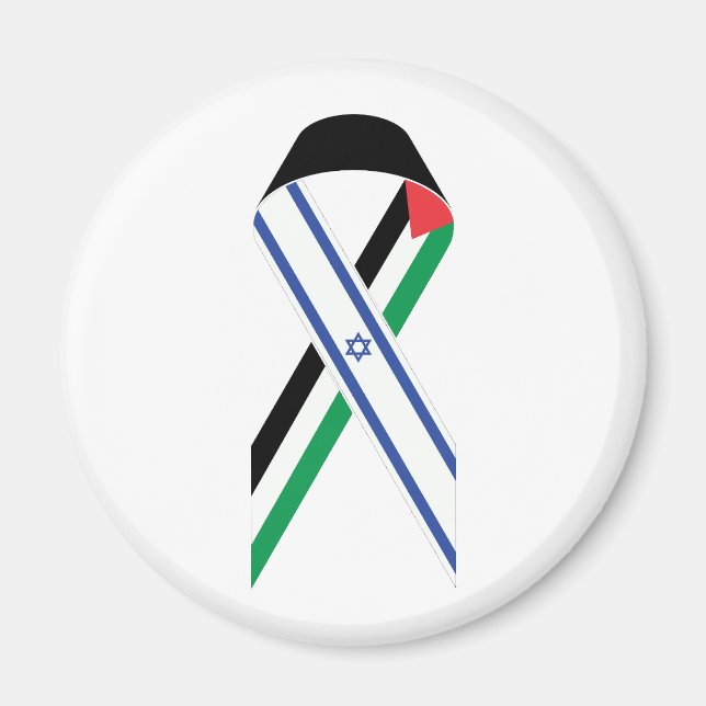 Israel and Palestine flag peace ribbon Magnet (Front)