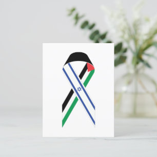 Israel and Palestine flag peace ribbon Postcard