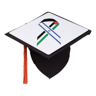 Israel and Palestine flag peace ribbon white Graduation Cap Topper