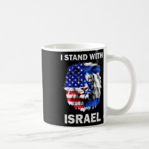 Israel And Usa Flag Lion I Stand With Israel  Coffee Mug