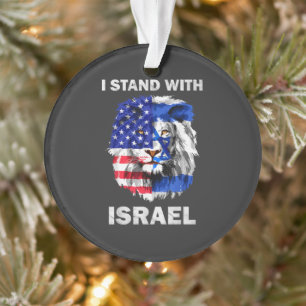 Israel and USA Flag Lion _ I Stand with Israel Ornament