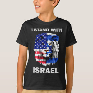 Israel And Usa Flag Lion I Stand With Israel T-Shirt