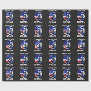 Israel and USA Flag Lion _ I Stand with Israel Wrapping Paper