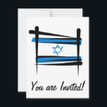 Israel Brush Flag Invitation<br><div class="desc">Represent Israel! This item features a brush stroke sketch of the Israeli flag that simulates Sume-e brush painting. Do you know an Israeli or Israeli-American who misses their home country and culture and would like to be patriotic about their nation? Travellers to Israel, Israeli-Americans, Jews, Jewish-Americans, or the Israelis themselves...</div>