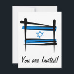 Israel Brush Flag Invitation<br><div class="desc">Represent Israel! This item features a brush stroke sketch of the Israeli flag that simulates Sume-e brush painting. Do you know an Israeli or Israeli-American who misses their home country and culture and would like to be patriotic about their nation? Travellers to Israel, Israeli-Americans, Jews, Jewish-Americans, or the Israelis themselves...</div>