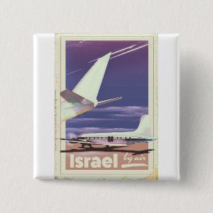 Israel Commercial airliner travel poster 2 Inch Square Button