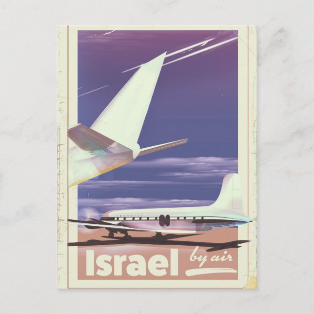 Israel Commercial airliner travel poster Postcard (Front)