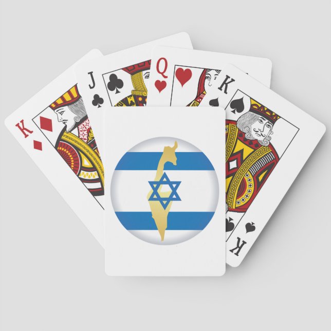 Israel Flag and Map Blue Star of David Emblem Playing Cards (Back)
