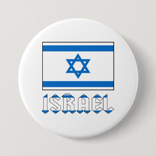 Israel Flag and Word ISRAEL  3 Inch Round Button