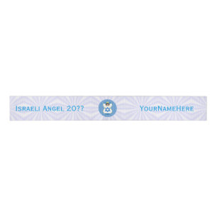 Israel Flag Angel on White and Blue Personalized  Grosgrain Ribbon