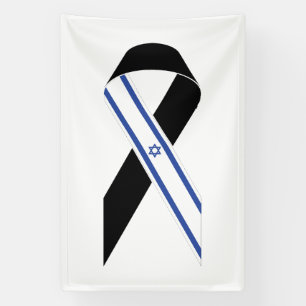 Israel flag black ribbon banner