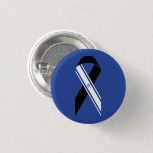 Israel flag black ribbon blue 1 inch round button