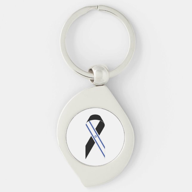 Israel flag black ribbon keychain (Front)