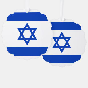 Israel flag blue and white modern patriotic ornament card