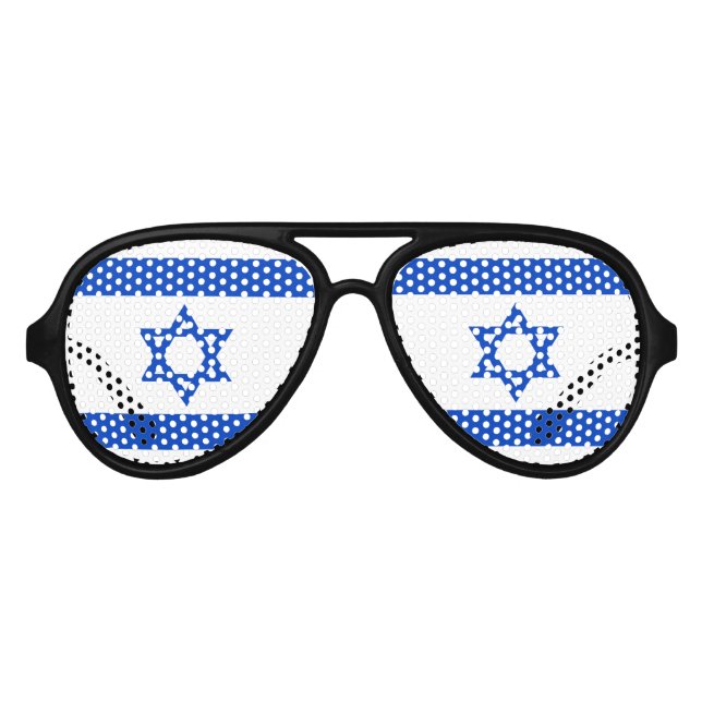 Israel flag blue Star of David Aviator Sunglasses (Front)