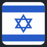 Israel flag blue Star of David Square Sticker<br><div class="desc">Israel Israeli flag The blue stripes are intended to symbolize the stripes on a tallit, the traditional Jewish prayer shawl. The portrayal of a Star of David on the flag of the State of Israel is a widely acknowledged symbol of the Jewish people and of Judaism. #israel #bluestar #starofdavid #judaism...</div>