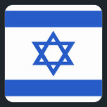 Israel flag blue Star of David Square Sticker<br><div class="desc">Israel Israeli flag The blue stripes are intended to symbolize the stripes on a tallit, the traditional Jewish prayer shawl. The portrayal of a Star of David on the flag of the State of Israel is a widely acknowledged symbol of the Jewish people and of Judaism. #israel #bluestar #starofdavid #judaism...</div>