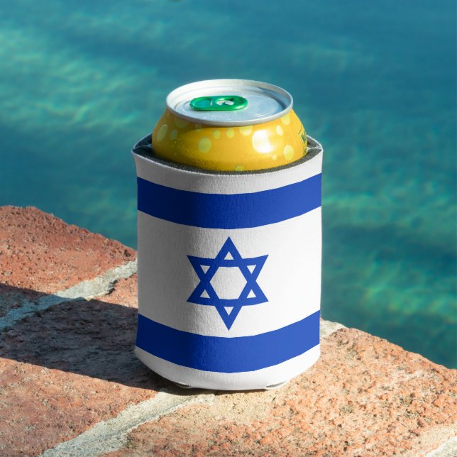 Israel flag blue white modern pattern patriotic can cooler (In Situ Pool)
