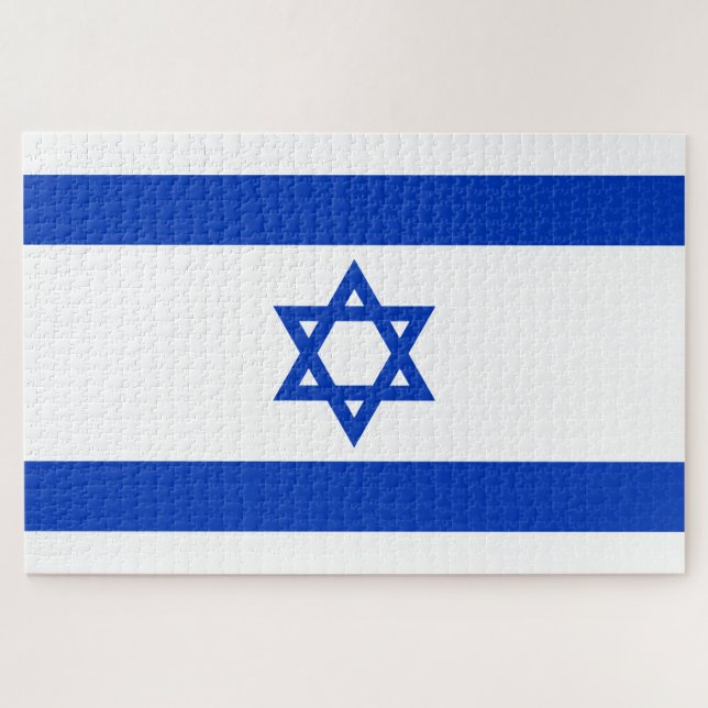 Israel flag blue white modern pattern patriotic jigsaw puzzle (Horizontal)