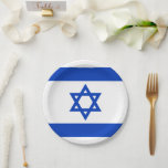 Israel flag blue white modern pattern patriotic paper plate<br><div class="desc">Israel flag blue and white modern pattern patriotic party Paper Plates. 
Israeli Flag.</div>