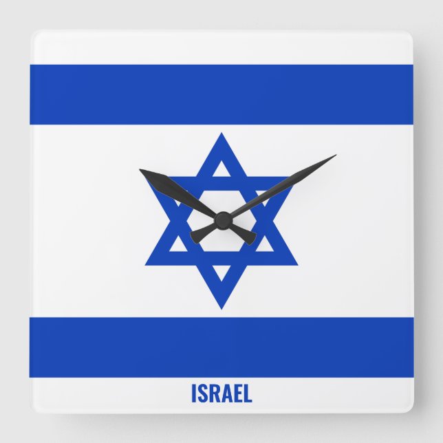 Israel Flag Dazzling Patriotic Square Wall Clock (Front)